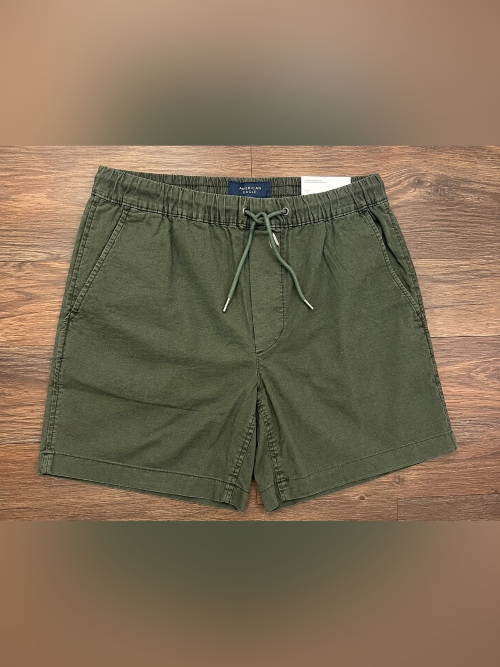 American Eagle Men 7” Lived-In Trekker Shorts Olive Green S NWT linen/Cotten